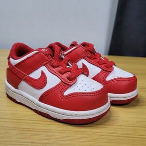 Nike Dunk Low Baby/Toddler Shoes Size 5C Red White Sneakers